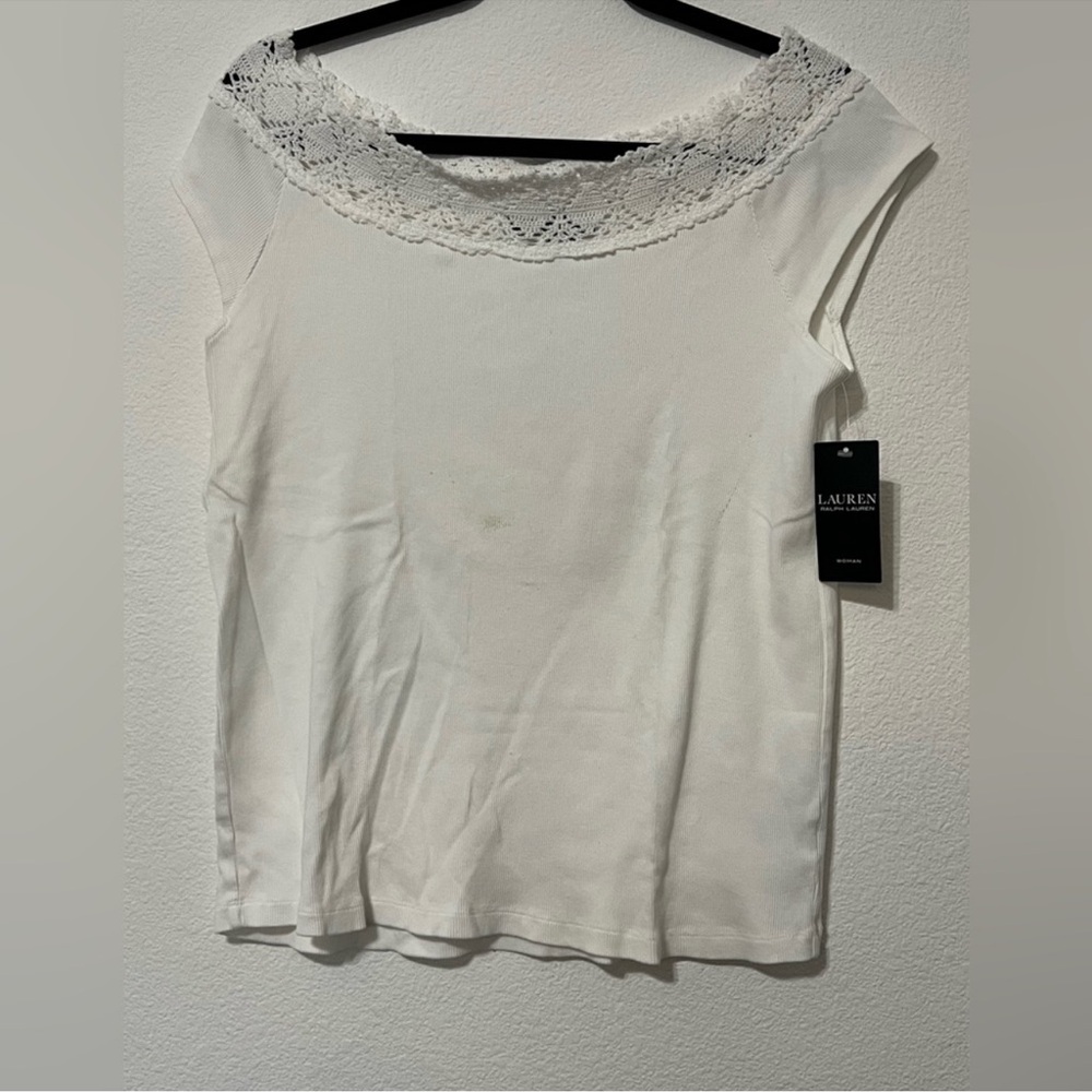Ralph Lauren Cream Lace Accent Blouse